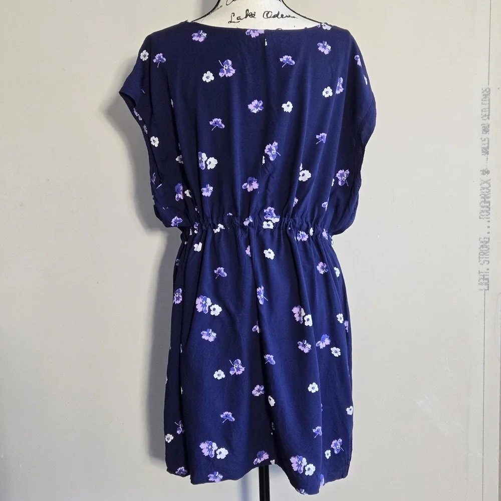 Old Navy Womens Blue Floral Dress Size 2XL ‎ Cross String Closure RN:54023